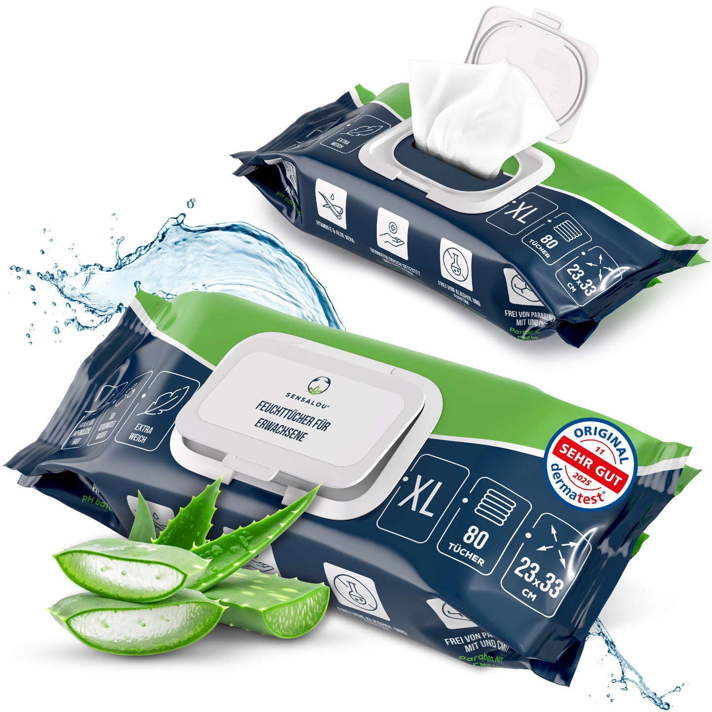 Sensalou wet wipes for adults XXL - 23 x 33 cm