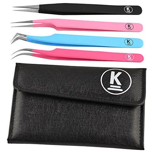 K-Pro tweezers set of 4 with black bag