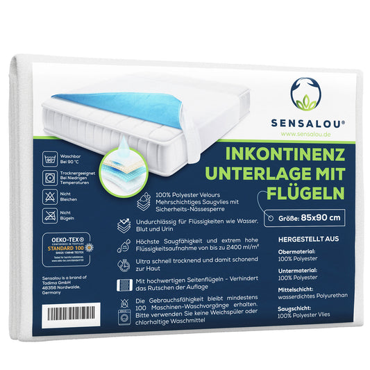 Sensalou incontinence pad with wings - 85x90 ​​cm